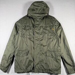 Enjoi Small Mens Olive Green Hooded Anorak Parka Jacket Camo Lined Skateboarding